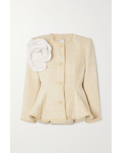 Huishan Zhang Agar Appliquéd Tweed Jacket - Natural