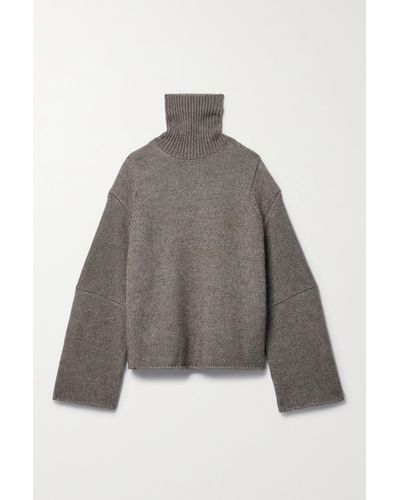 The Row Erci Oversized Alpaca And Silk-blend Turtleneck Sweater - Grey