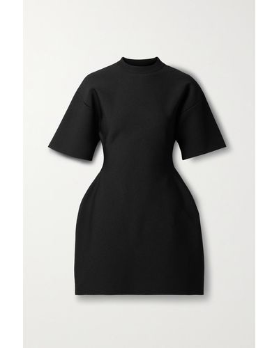 Balenciaga Mini-robe En Mailles Point De Rome Stretch Hourglass - Noir