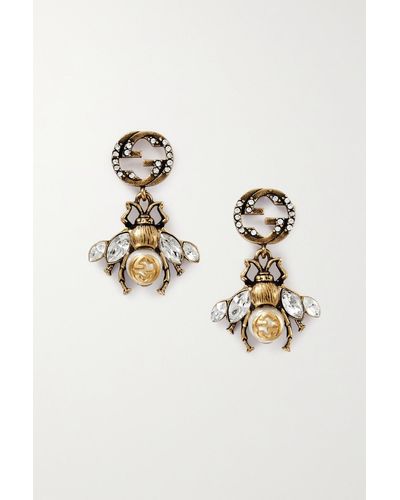 GUCCI' letter hoop earrings in gold-toned | GUCCI® US