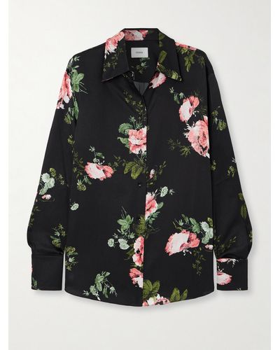 Erdem Floral-print Seersucker Shirt - Black