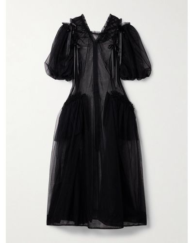 Simone Rocha Bow-detailed Tulle Midi Dress - Black