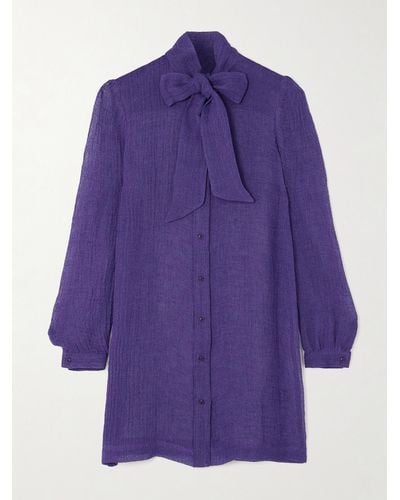 Lisa Marie Fernandez + Net Sustain Bow-detailed Linen-blend Gauze Dress - Purple