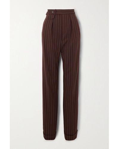 Ralph Lauren Collection Graison Pleated Pinstriped Wool Straight-leg Pants - Brown