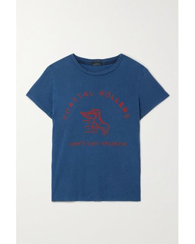 Mother The Boxy Goodie Goodie Printed Cotton-jersey T-shirt - Blue