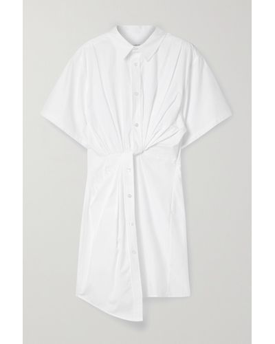 T By Alexander Wang Twist-front Cotton-poplin Mini Shirt Dress - White