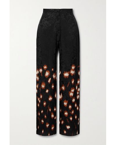 Johanna Ortiz + Net Sustain Aromatic Evenings Printed Satin-jacquard Straight-leg Trousers - Black