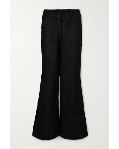 Faithfull The Brand + Net Sustain Melia Crinkled Linen-blend Gauze Straight-leg Trousers - Black