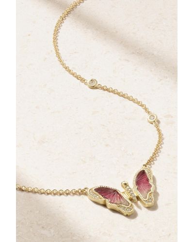 Jacquie Aiche Butterfly 14-karat Gold, Tourmaline And Diamond Necklace - Natural