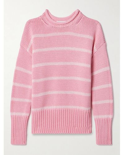 La Ligne Marina Striped Cotton Sweater - Pink