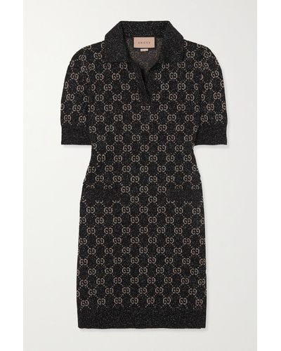 Gucci Metallic Jacquard-knit Cotton-blend Mini Dress - Black