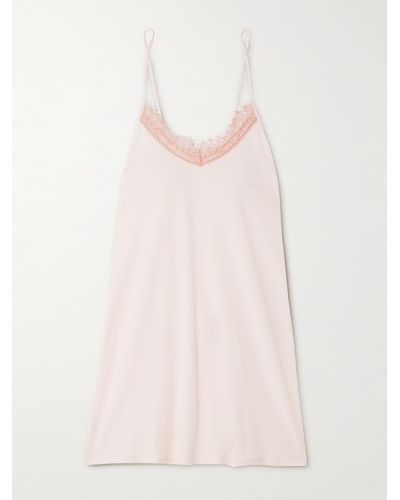 Skin + Net Sustain Recycled Lace-trimmed Organic Pima Cotton-jersey Chemise - Pink