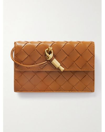 Bottega Veneta Andiamo Embellished Intrecciato Leather Wallet - Brown