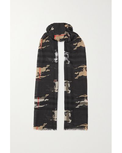 Burberry Printed Wool And Silk-blend Scarf - Black