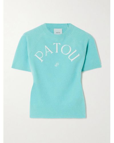 Patou Jacquard-knit Cotton-blend Sweater - Blue