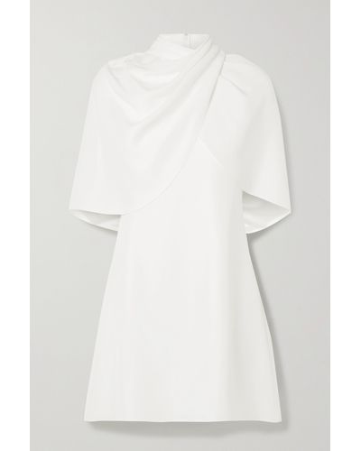Brandon Maxwell Draped Cape-effect Silk-crepe Mini Dress - White