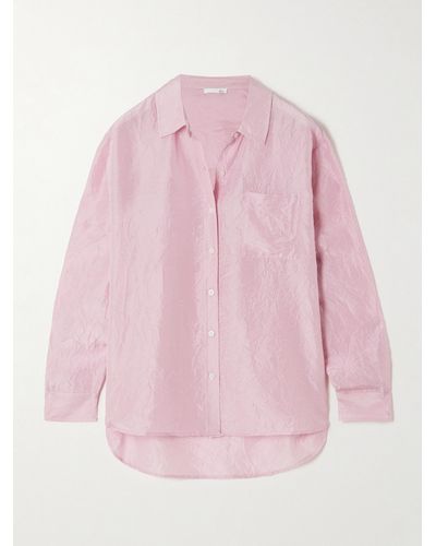 Skin Tasia Crinkled Silk-habotai Pyjama Shirt - Pink