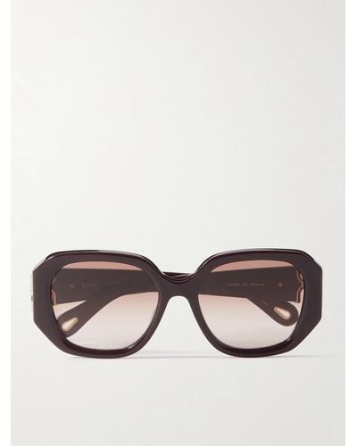 Chloé Oversized Square-frame Acetate And Gold-tone Sunglasses - Brown
