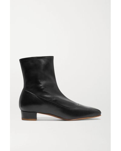 BY FAR Este Leather Ankle Boots - Black