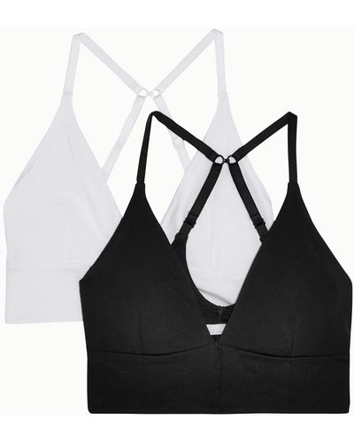 Skin + Net Sustain Helen Set Of Two Organic Pima Cotton-blend Jersey Soft-cup Triangle Bras - Black