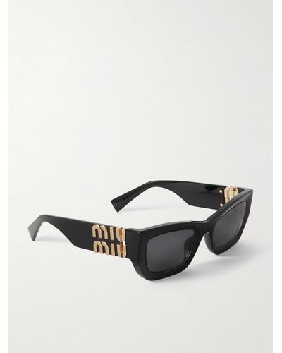 Miu Miu Glimpse Rectangular-frame Acetate Sunglasses - Black