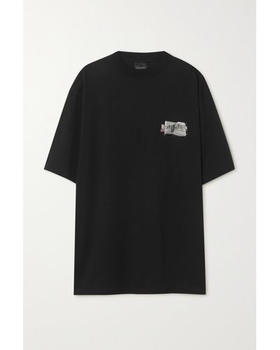 Balenciaga Printed Cotton-jersey T-shirt - Black