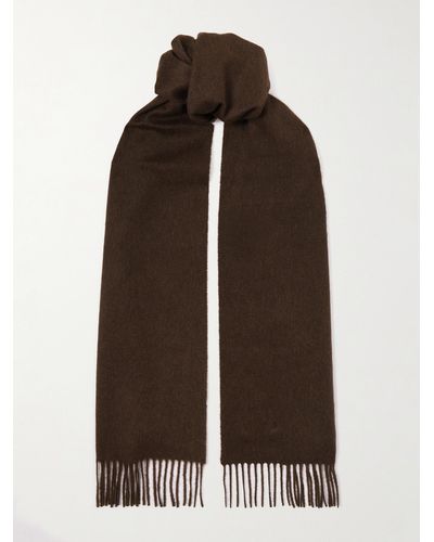 Johnstons of Elgin Fringed Cashmere Scarf - Brown