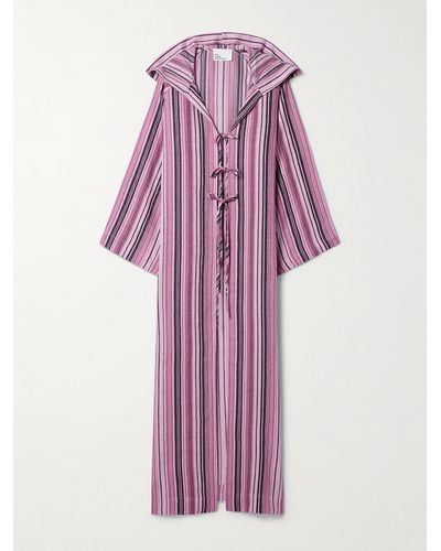 Lisa Marie Fernandez + Net Sustain Beach Cape Striped Linen-blend Maxi Dress - Purple