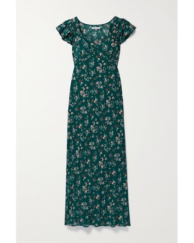 Reformation Lisola Floral-print Crepe Maxi Dress - Green