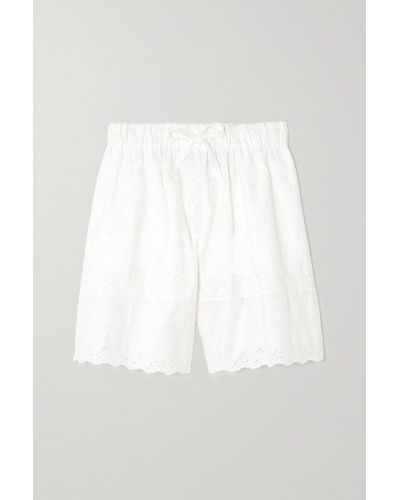 Simone Rocha Scalloped Embroidered Broderie Anglaise Cotton-poplin Shorts - White