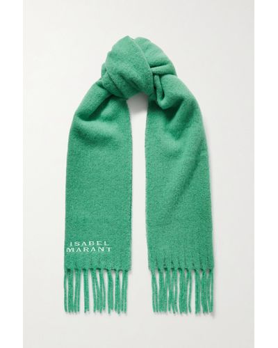 Isabel Marant Firny Fringed Embroidered Alpaca-blend Scarf - Green