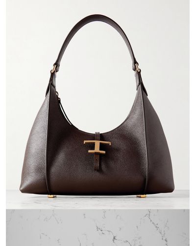 Tod's T Timeless Small Textured-leather Shoulder Bag - Brown