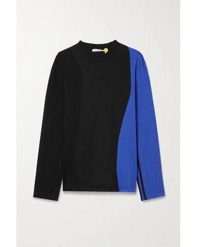 Moncler Genius + Adidas Originals Zweifarbiges Oberteil Aus Baumwoll-jersey Mit Streifen - Blau