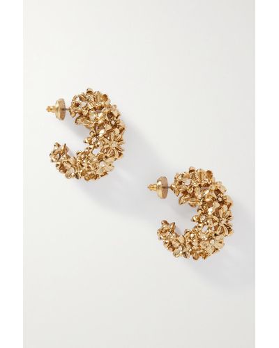 Oscar de la Renta Gold-tone Crystal Hoop Earrings - Metallic