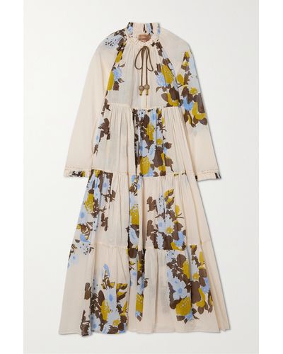 Yvonne S + Net Sustain Hippy Floral-print Cotton-voile Maxi Dress - White