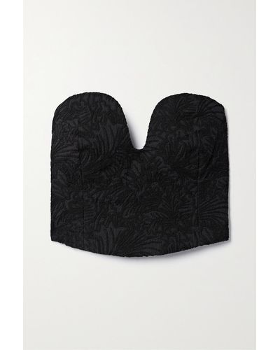 Mara Hoffman + Net Sustain Liya Cropped Strapless Embroidered Organic Cotton Bustier Top - Black