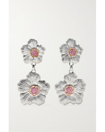 Buccellati Gardenia Silver And Pink Gold Vermeil Sapphire Earrings - Metallic