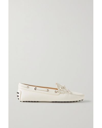 Tod's Gommino Textured-leather Loafers - White