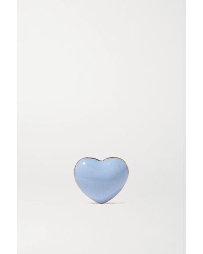 Alison Lou Mini Puffy Heart Ohrstecker Aus 14 Karat Gold Mit Emaille - Blau