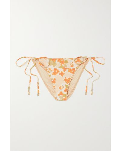 Peony + Net Sustain Floral-print Stretch-econyl Bikini Briefs - Natural