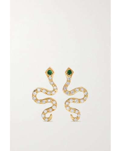 Ileana Makri Little Snake 18-karat Gold, Diamond And Tsavorite Earrings - Natural