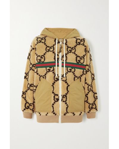 Gucci Printed Wool-blend Fleece And Jersey Hoodie - Metallic