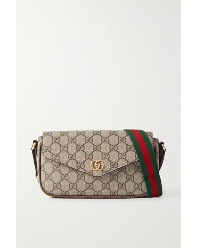 Gucci Ophidia Leather-trimmed Printed Coated-canvas Shoulder Bag - Grey