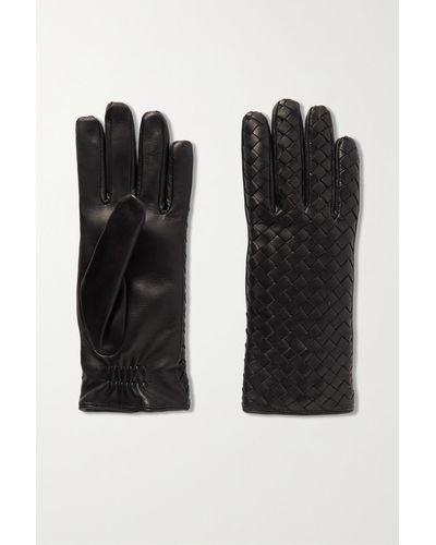 Bottega Veneta Handschuhe Aus Intrecciato-leder - Schwarz
