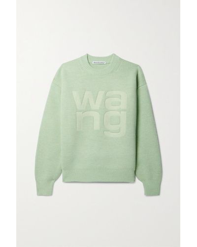 T By Alexander Wang Debossed Knitted Sweater - Green
