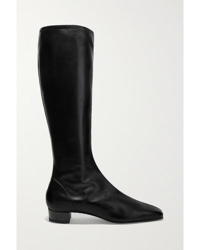 BY FAR Edie Leather Knee Boots - Black