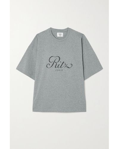 FRAME T-shirt Oversize En Jersey De Coton Imprimé X Ritz Paris - Gris