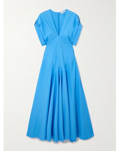 Ferragamo Cotton-poplin Midi Dress - Blue