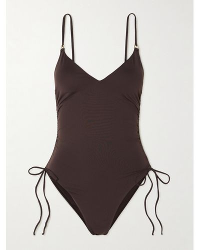 Melissa Odabash Havana Tie-detailed Ruched Stretch Swimsuit - Brown