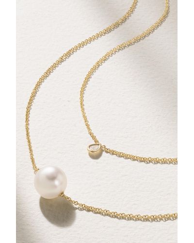 Mizuki Mehrreihige Kette Aus 14 Karat Gold Mit Perle Und Diamant - Natur